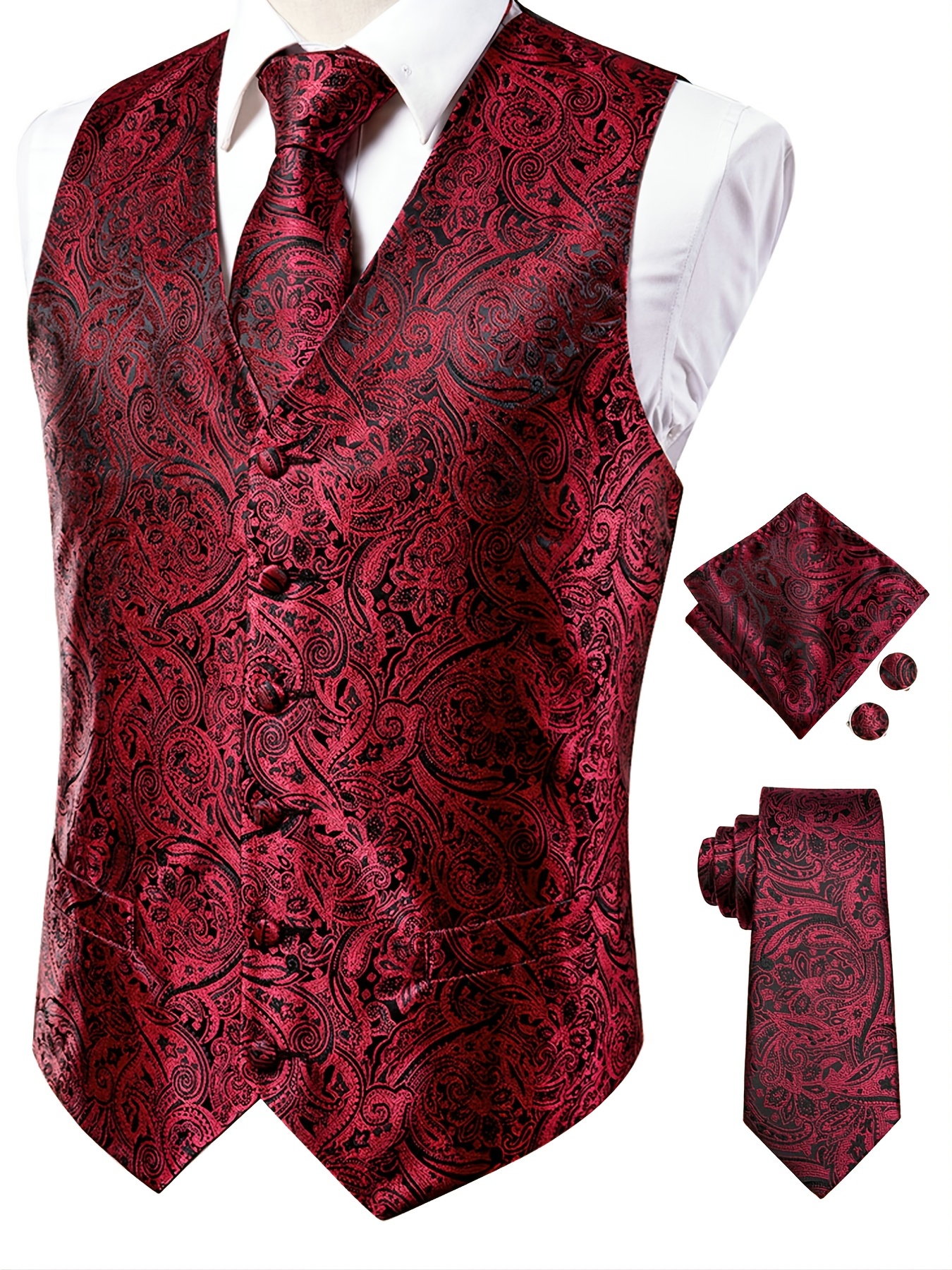Chaleco informal rojo ajustado para hombre, vestido liso para boda, chaleco  rojo con corbata negra, chaleco sin mangas con cuello en V, Envío Gratis -  AliExpress