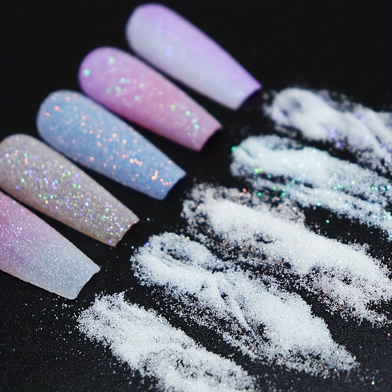 Holographic Black White Nail Sugar Powder Sandy Glitter Snow - Temu
