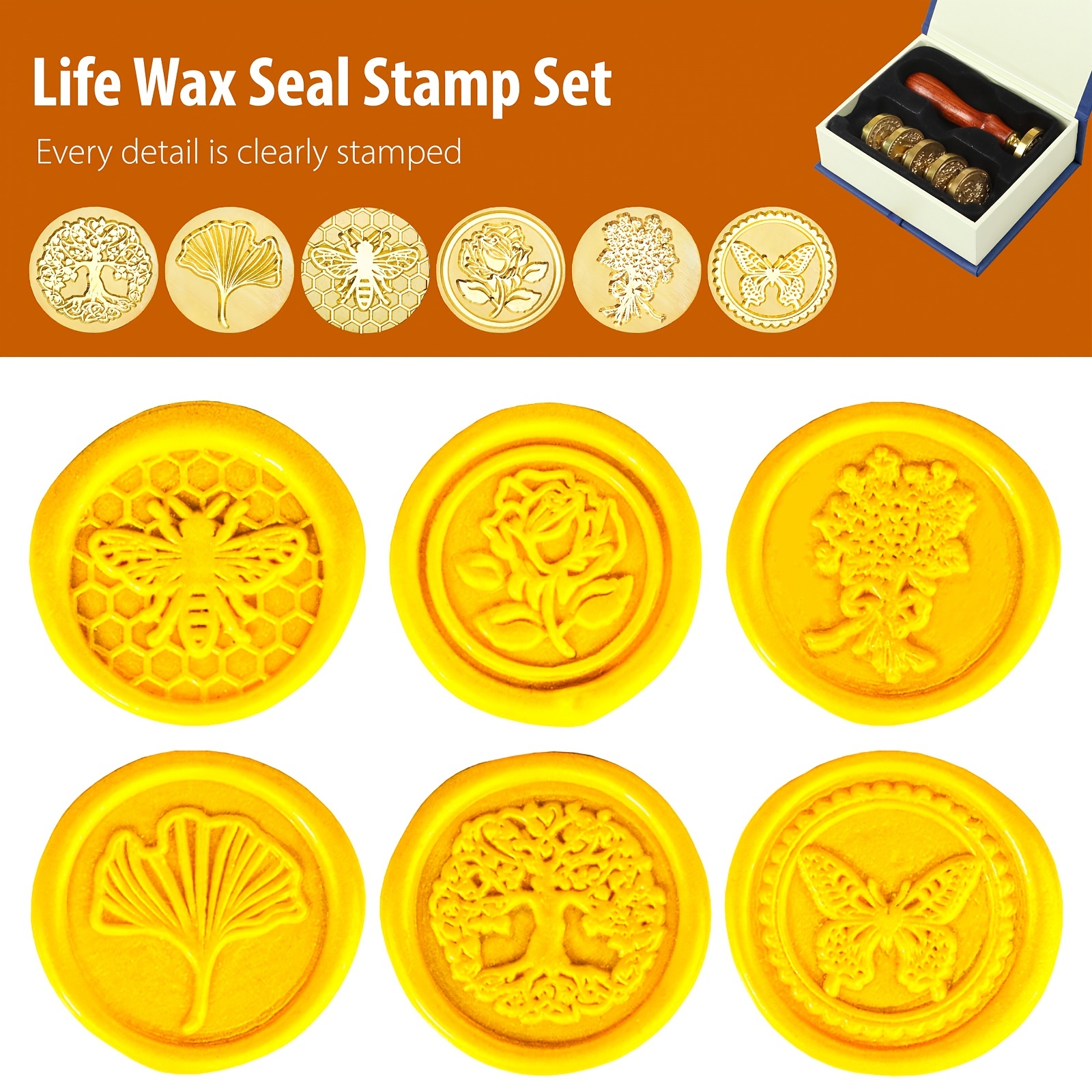 Wax Seal Stamp Set Sealing Wax Stamp Heads Wooden Hilt - Temu
