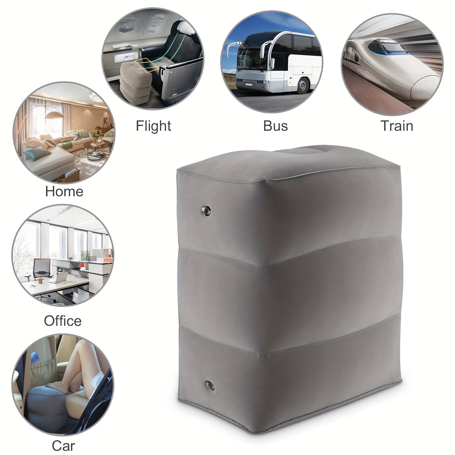 Inflatable Flocking PVC Ottomans for Travel and Office Nap