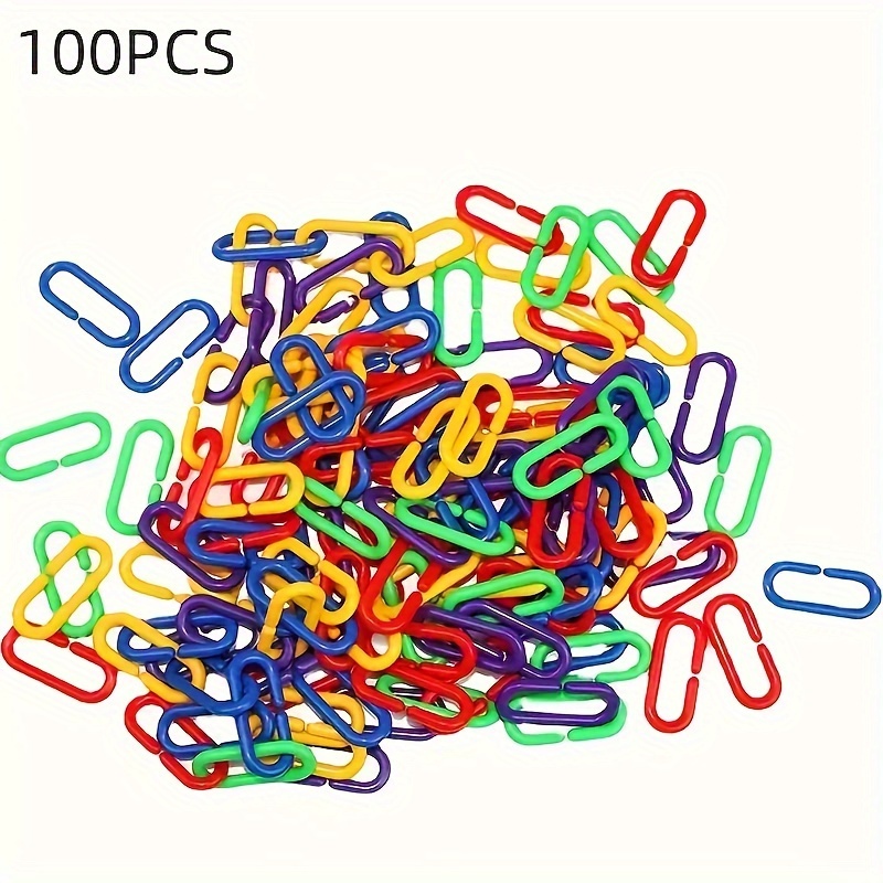 YUYUSO 100 Piece Plastic C-Clips Hooks Chain Links C-Links Rat Parrot Bird  Toy Cage