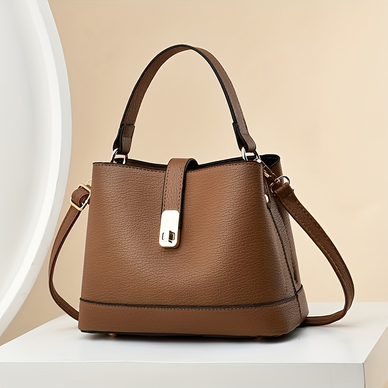 Small Color Block Bucket Bag, Circle Buckle Decor Crossbody Bag, Trendy  Faux Leather Purse For Women (8.07*8.07*3.94) Inch - Temu
