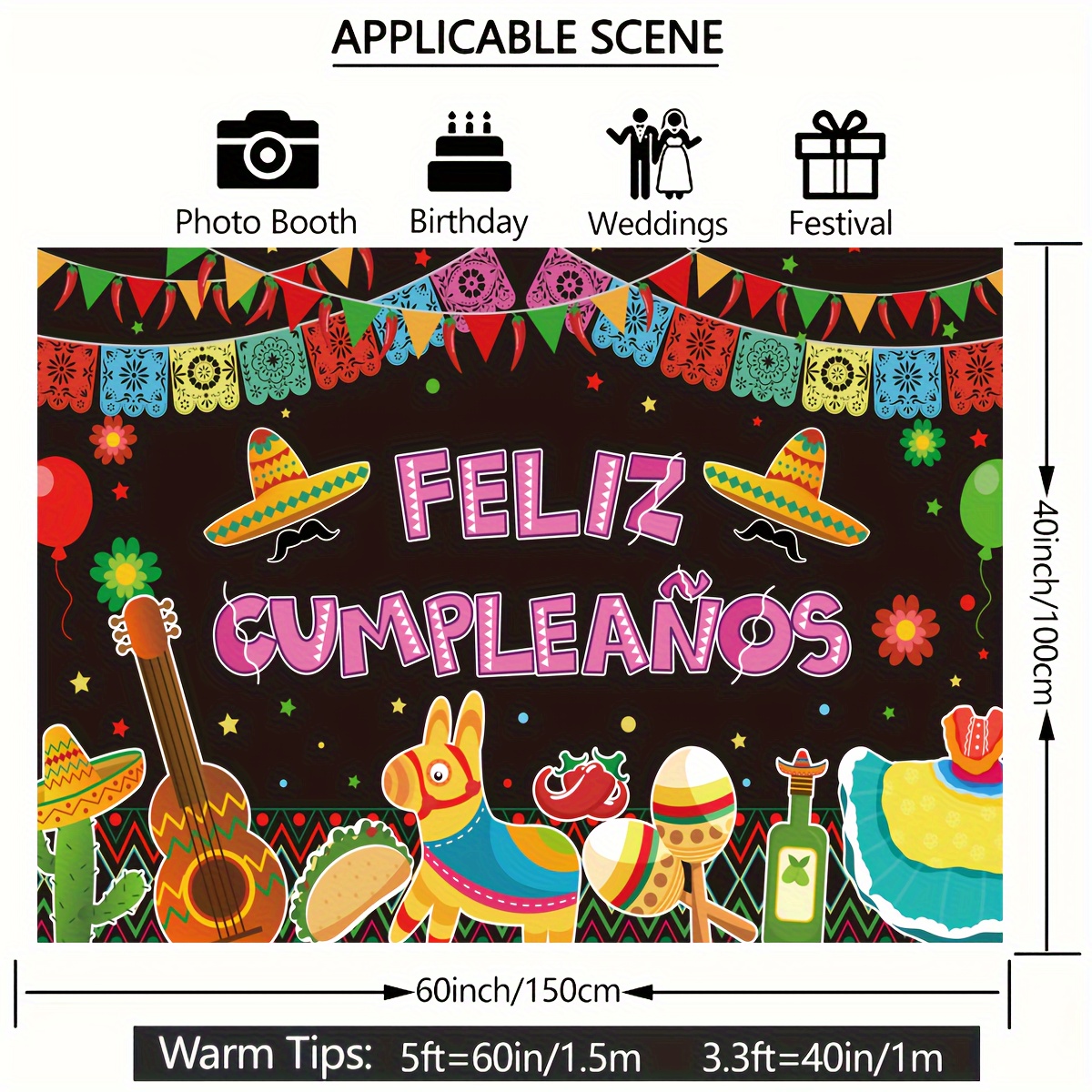 Feliz Cumpleanos Backdrop Mexican Fiesta Happy Birthday - Temu