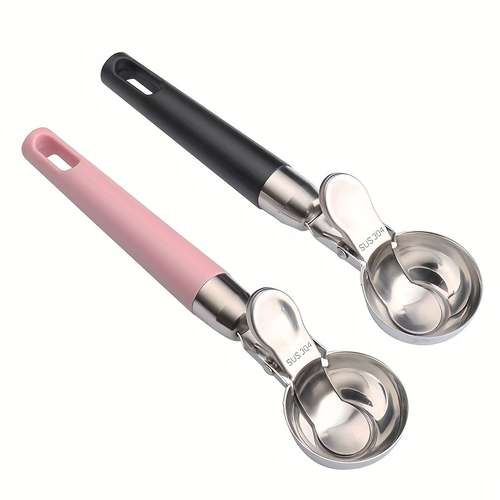 1pc Ice Cream Scooper - Solid Stainless Steel Cookie Fruit Dessert Scoop,  Easy Trigger, Professional Heavy Duty Sturdy Kitchen Tool For Cookie Dough  Baking,temu