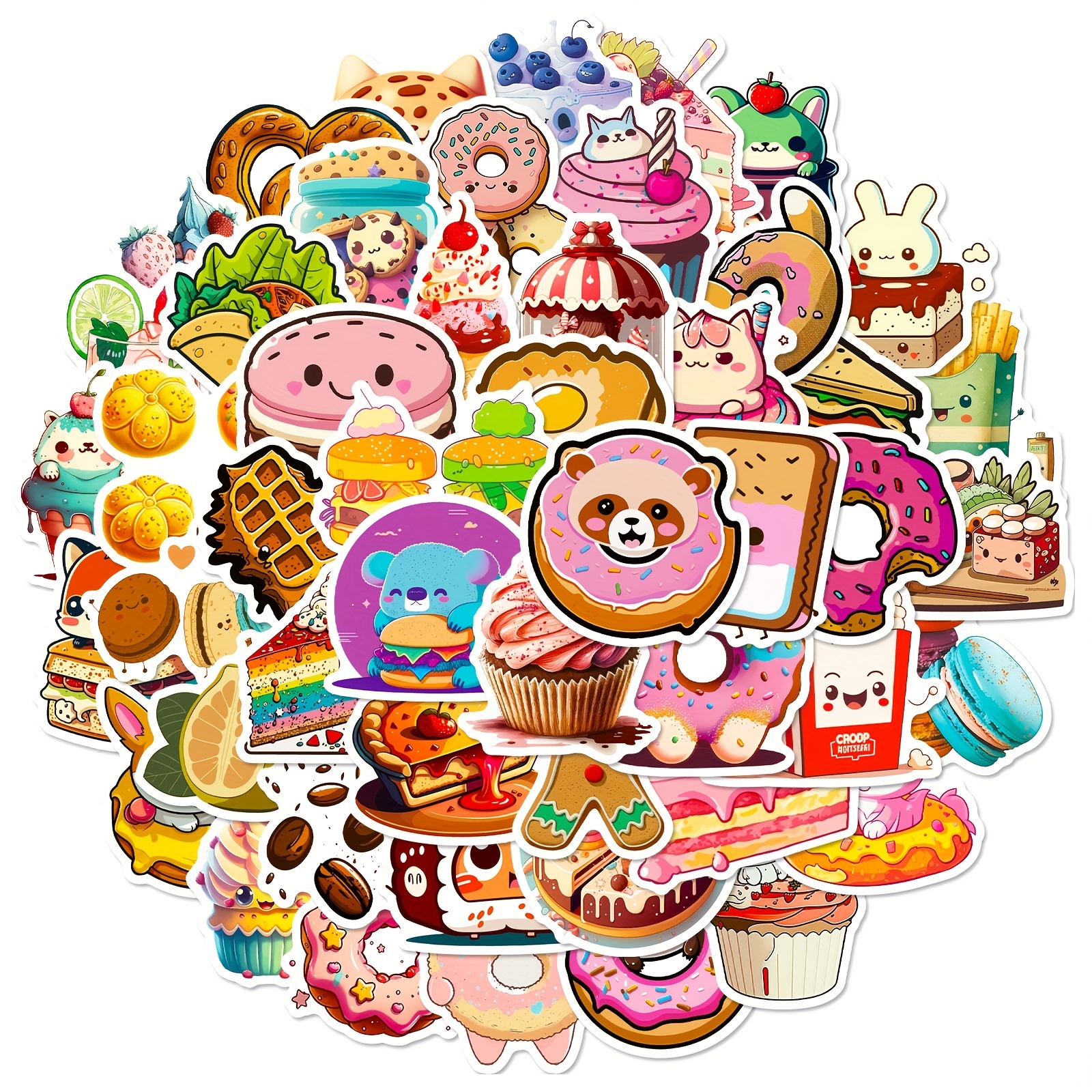 50pcs cute Food Stickers For scrapbooking on Notebooks Stationery craft  supplies