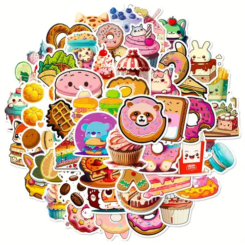 Cute Food Stickers Kawaii Snack Cookie Fruit Ince - Temu