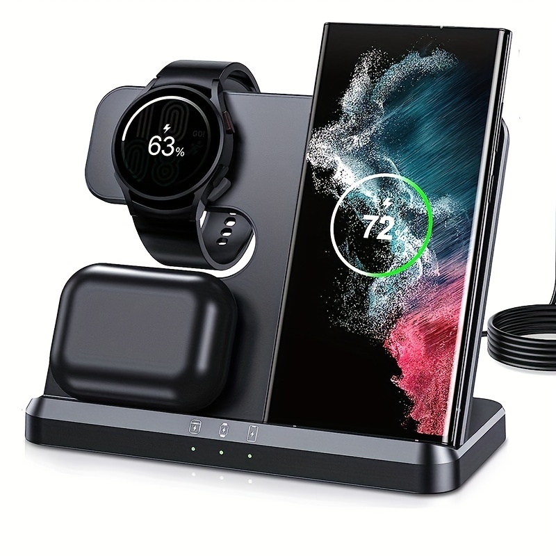 

2023 New Wireless Charger 3 In 1 For Samsung Charging Station For Galaxy S23 S22 S21 S20 Ultra Fe/note 20 10 9/z Series, Pro/5/4/3/active 2/1, Buds+/pro/live
