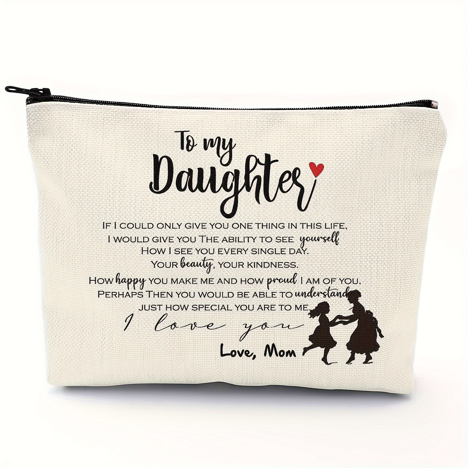 

Daughter Gift Makeup Bag Zipper Pouch, Polyester Cosmetic Travel Bag, Toiletry Case Multi Functional Pouch Gifts For Friends