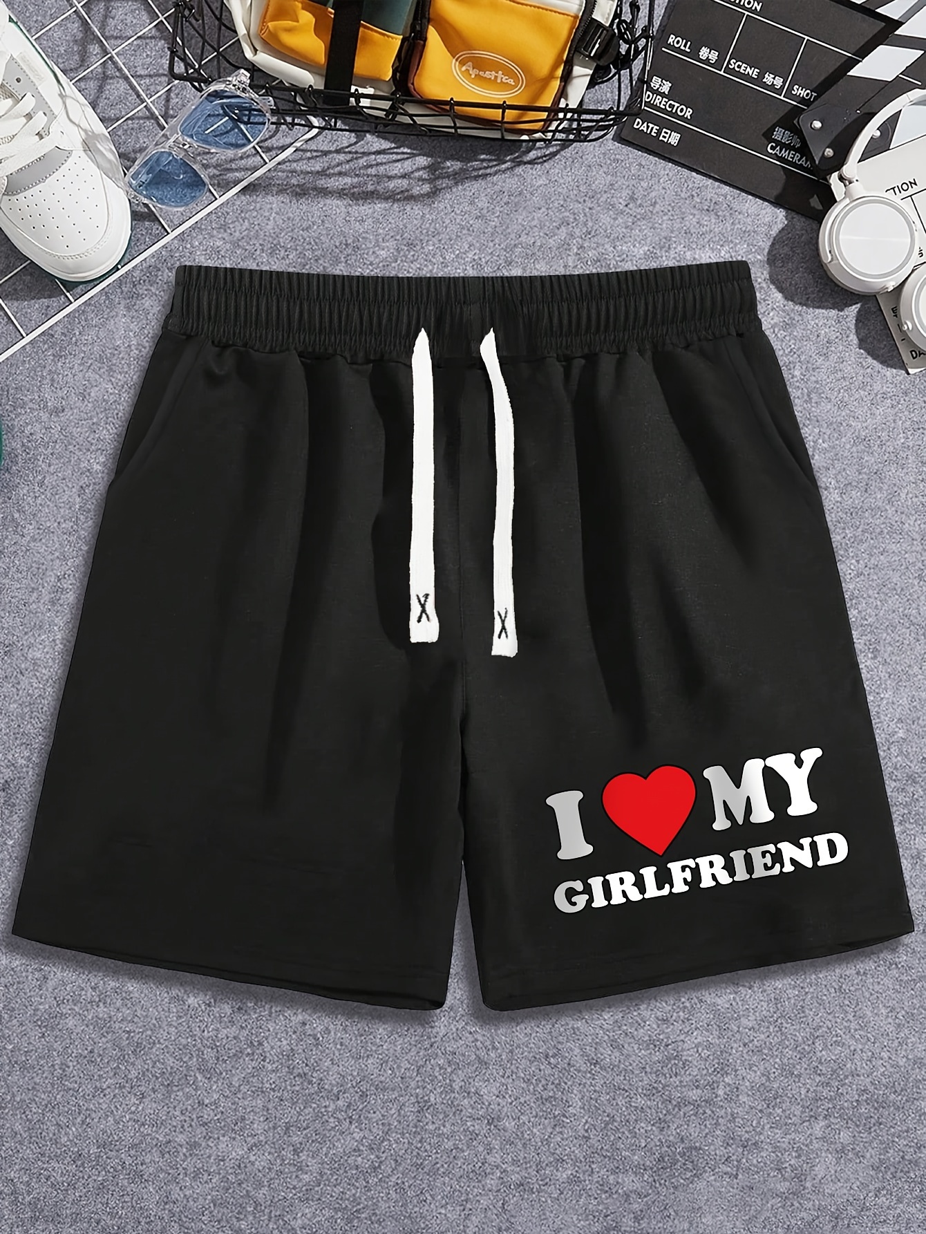 Shorts Confortáveis ​​com Estampa I Love My Girlfriend - Temu