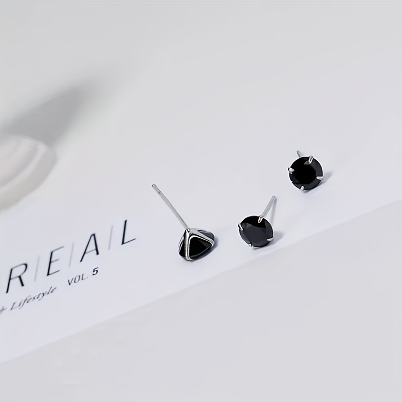 925 Silver CZ Stud Earrings Hypoallergenic Leisure Style