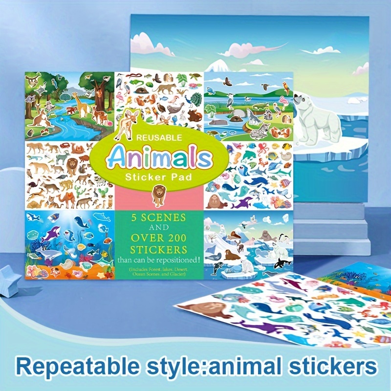 Kids Reusable Sticker Book Multiple Scenarios Cartoon DIY Puzzle