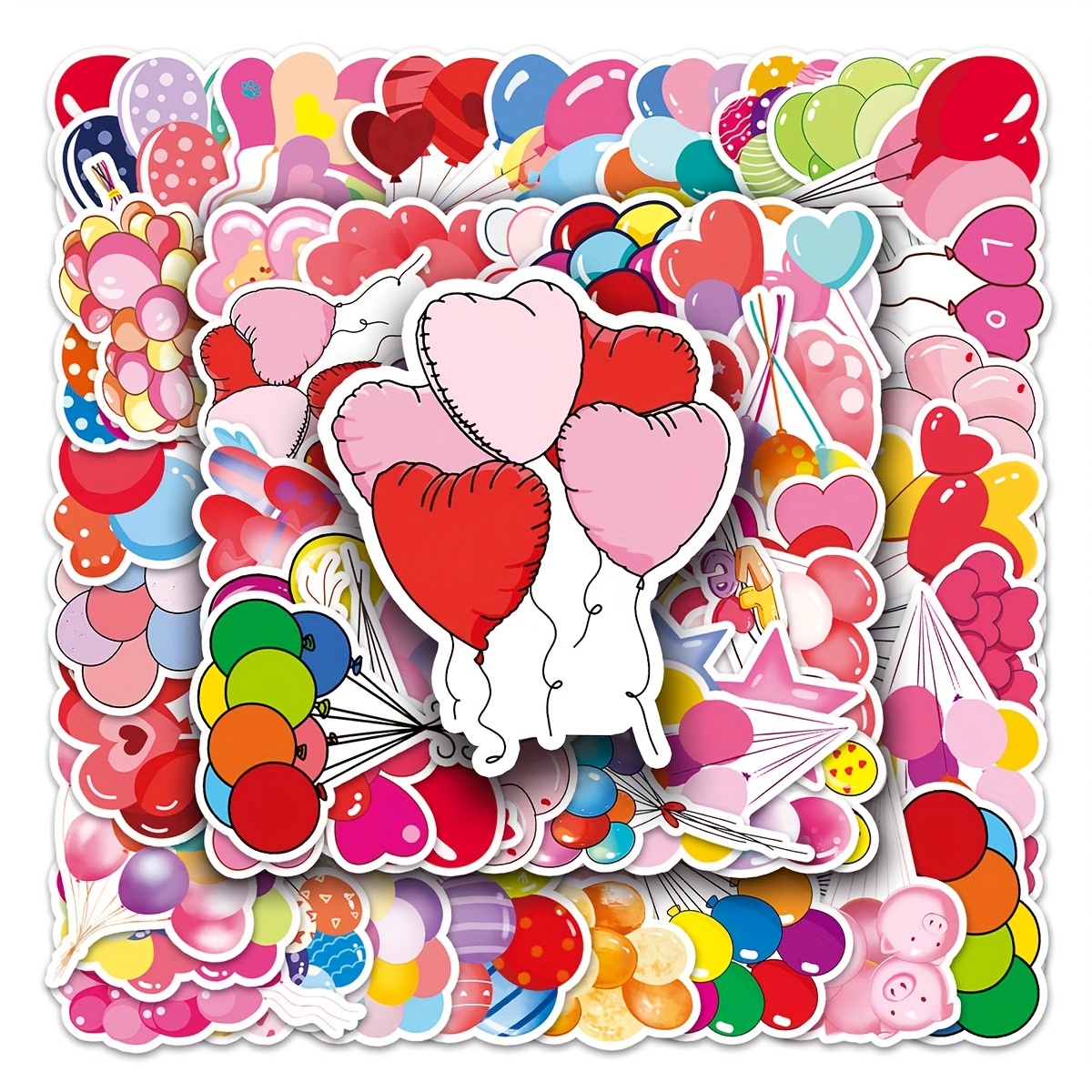 50pcs Pink Valentine's Day Hearts Doodle Waterproof Stickers For  Stationery, Notebook, Luggage Decoration