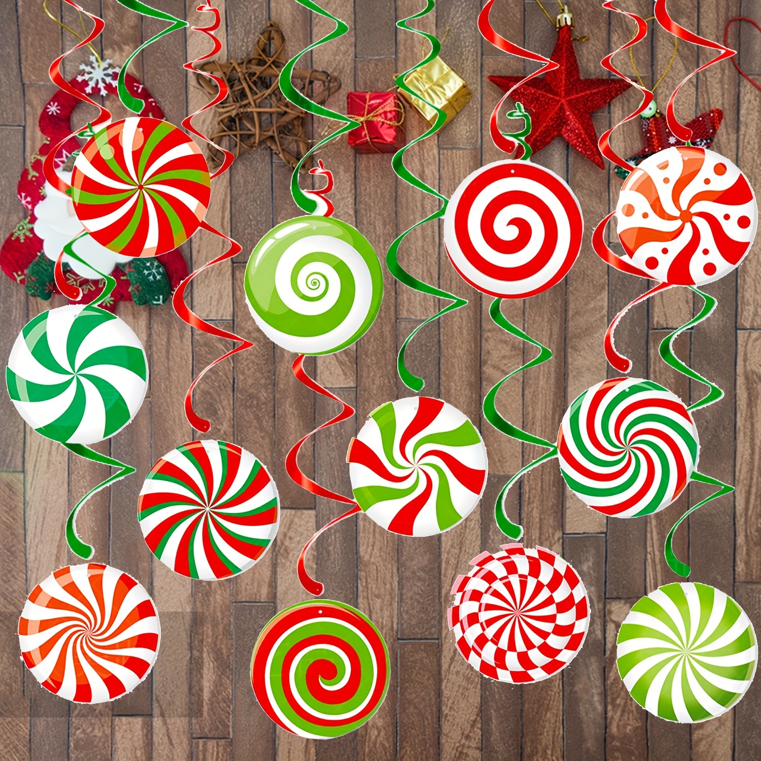 Christmas Hanging Swirl Decorations Christmas Candy Theme - Temu