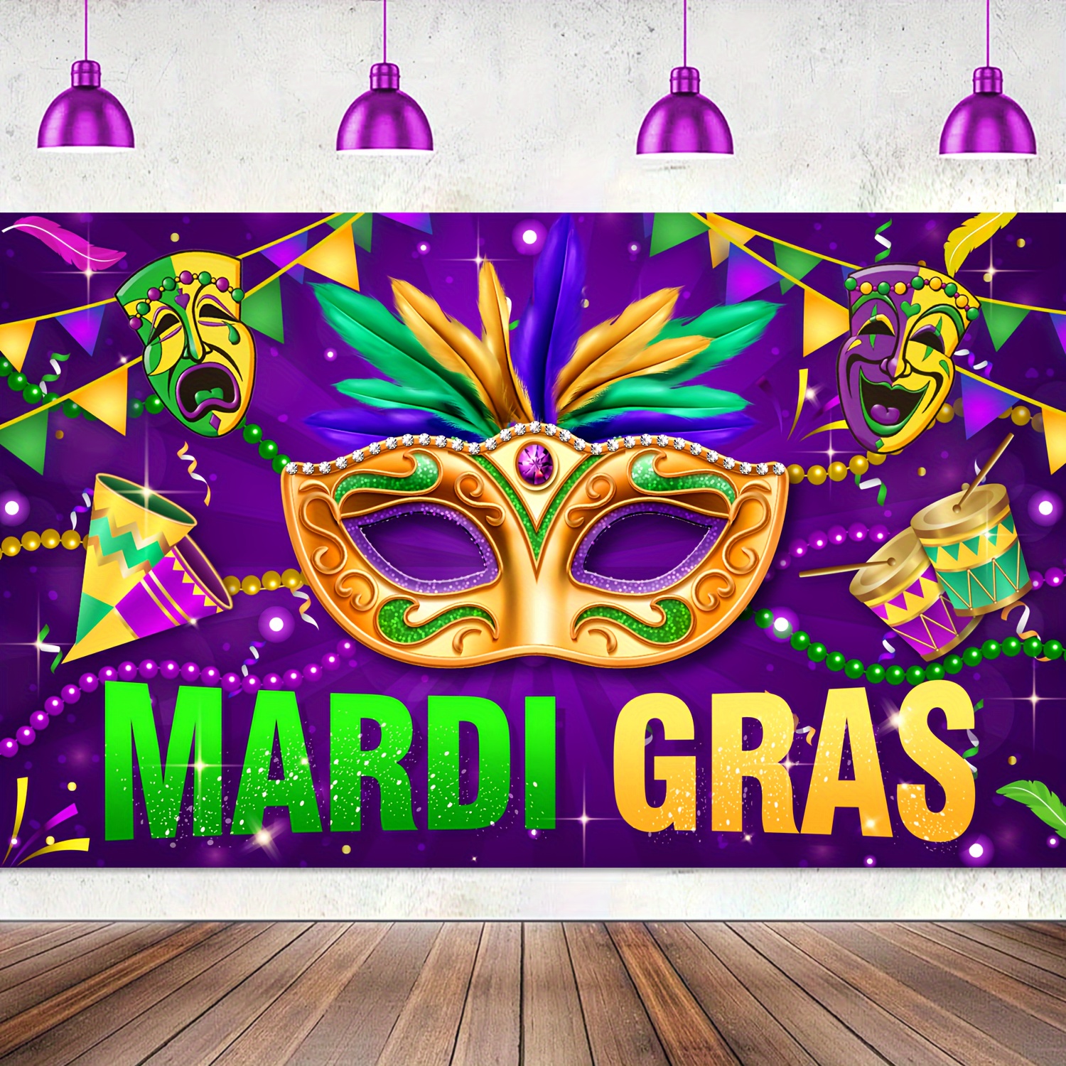 Mardi Gras Decorations Mardi Gras Party Photo Backdrop Banner Decor  Carnival Masquerade Photoshoot Background Extra Large Fabric Mardi Gras  Sign