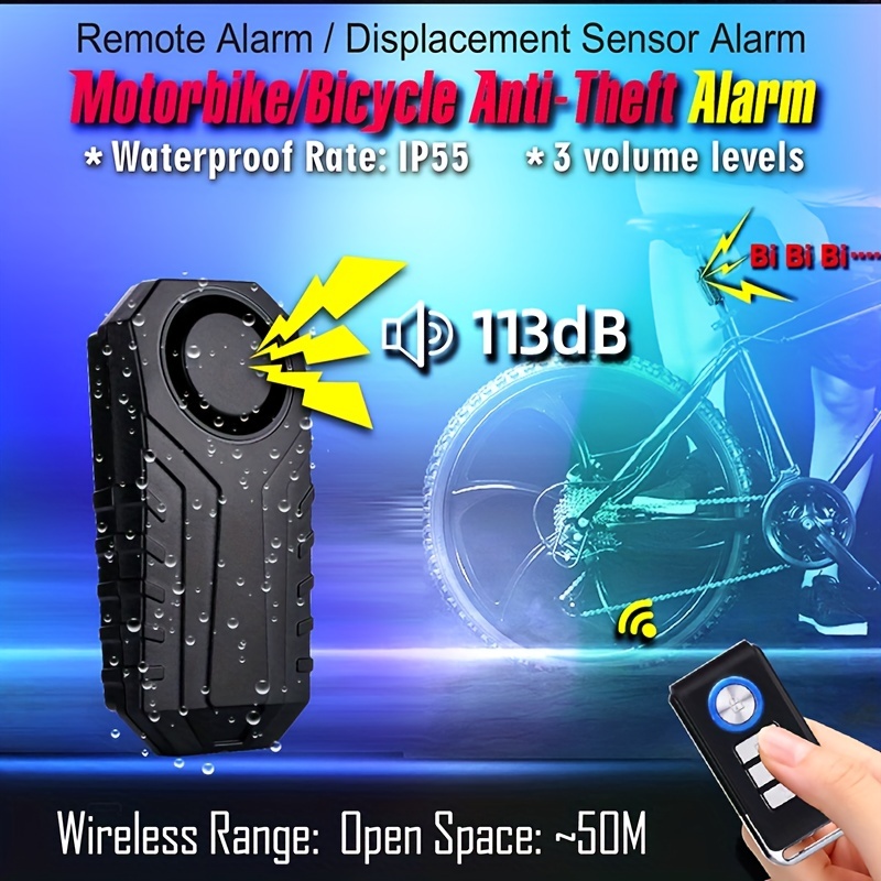 Wsdcam Remote Control Motorcycle Alarm 113dB Waterproof Wireless Bike Alarm  Security Protection Anti Theft Electric Car Alarm