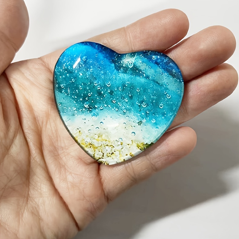 (2pcs)Glass Beach Pocket Heart, Beach Glass Heart Pocket Hug Token Gift,  Mini Cute Pocket Glass Gift, Heart Shaped Ocean Souvenir, Sea Glass Crafts  Ke