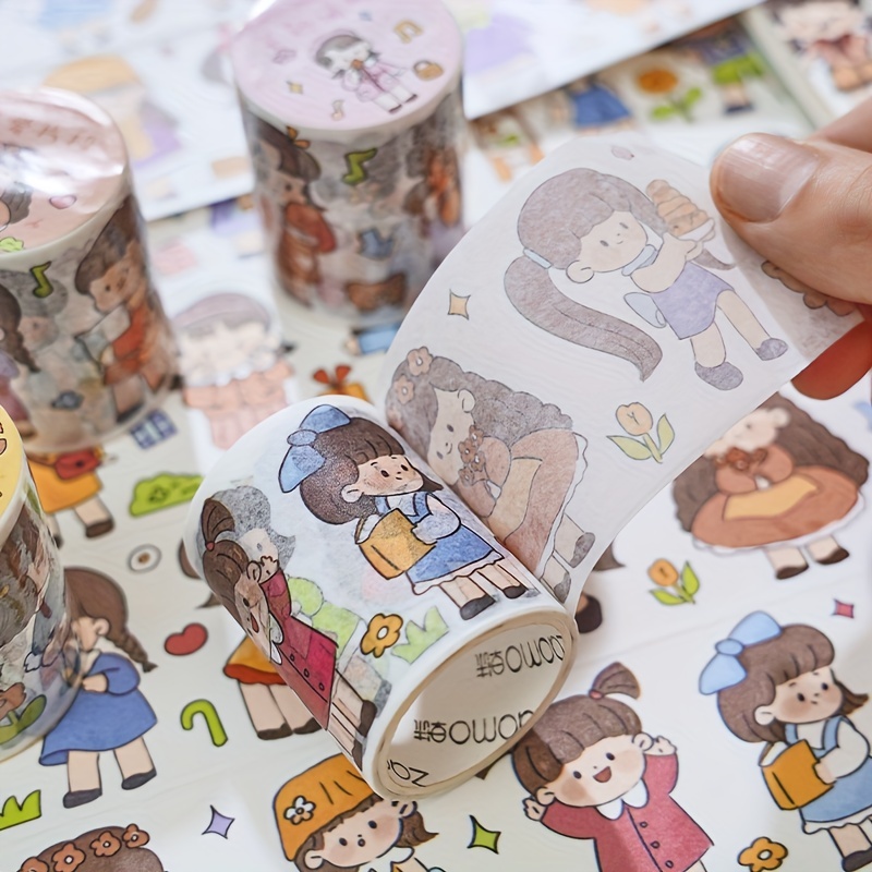 Kawaii Washi Tape Set Cartoon Decorative Tape Cute Girl Art - Temu