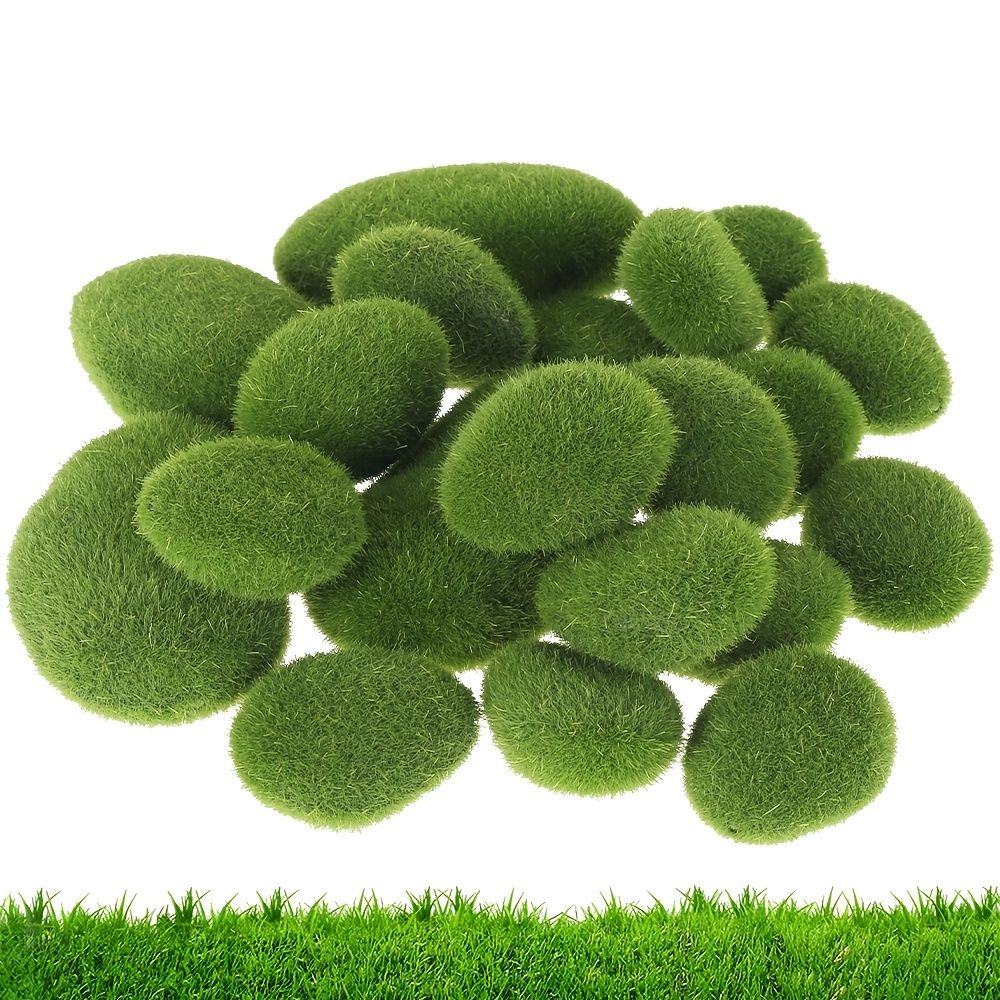 4 Sizes Of Artificial Moss Rock Decoration Green Moss Ball - Temu