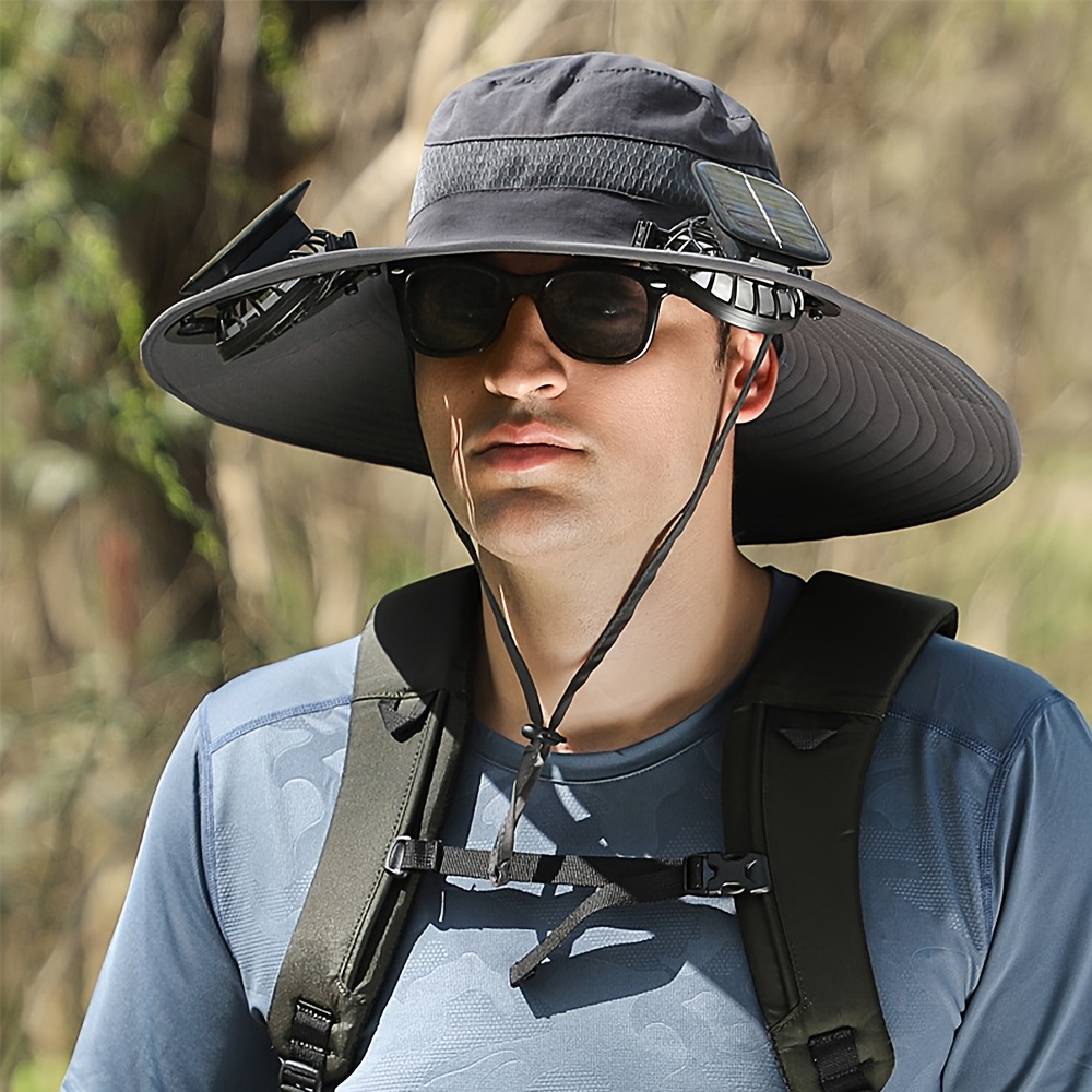 LOEBKE Sun Hat for Outdoor Sport Travel Camping Solar Powered Fan Hat Fan  Cooling Wide Brim Hat