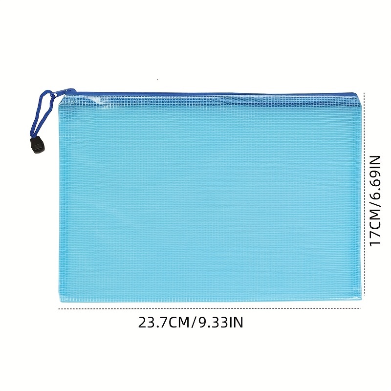 A5 Zipper File Bags, Mesh Zipper Pouch Waterproof Double Plastic