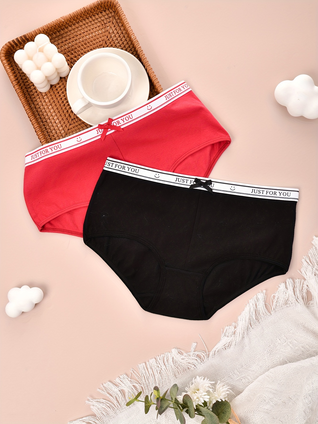 Cute Pattern Colorblock Pastel High Waist Panties Women's - Temu