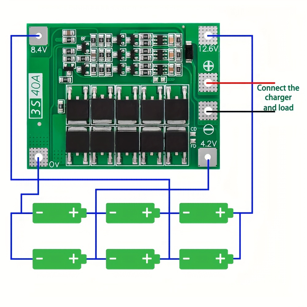 12v battery with 3S BMS module. Connection and operation. 