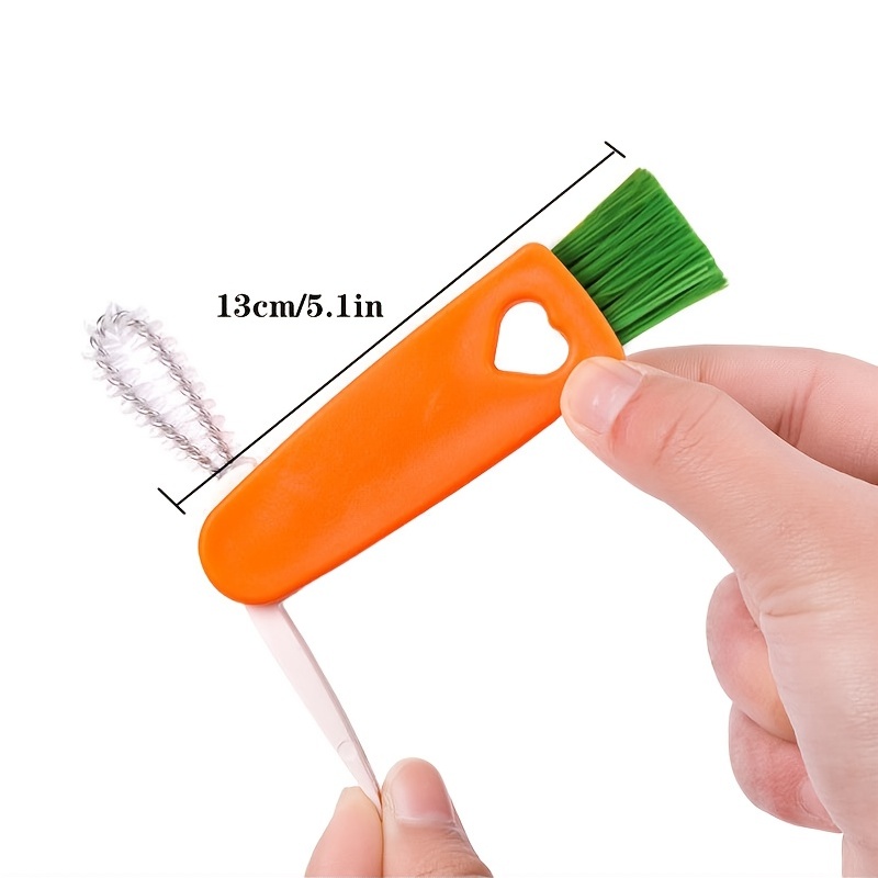 Bottle Cleaning Brush, 3 In 1 Multifunctional Cute Carrot Cup Lid