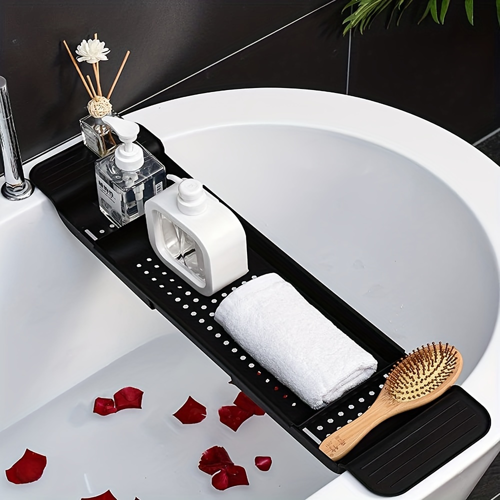 Bandeja de bañera – Bandeja de baño de lujo para bañera – Mesa de baño  ajustable de bambú – Tabla de baño sobre la bañera, accesorios de spa mesa  de