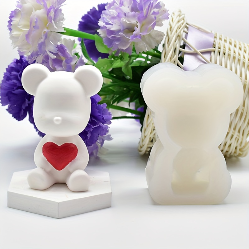Back-to-back Lover Bear Candle Silicone Mold Bow Conjoined Bear Soap Resin  Plaster Mold DIY Chocolate Cake Decor Making Set Gift