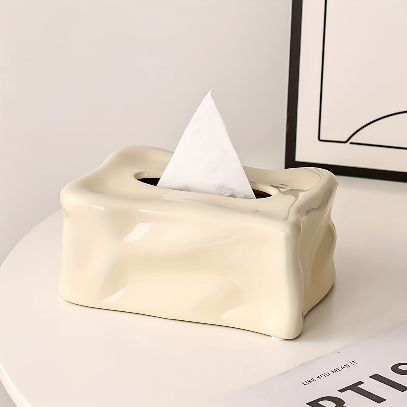 Ceramic Tissue Box Cover Napkin Holder for Countertop Living Room