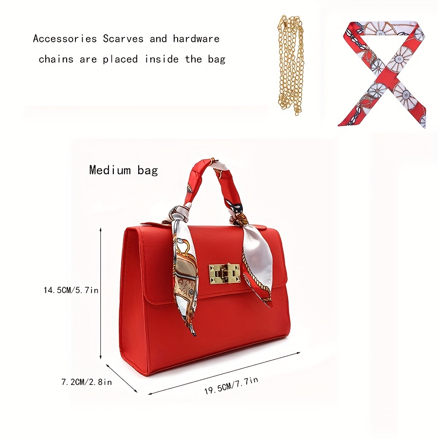 Trendy Mini Flap Handbag, Women's Faux Leather Chain Crossbody Bag, Stylish  Top Handle Purse,a Handbag Wrapped In A Silk Scarf, Fashion Chain Small Bag  - Temu Australia