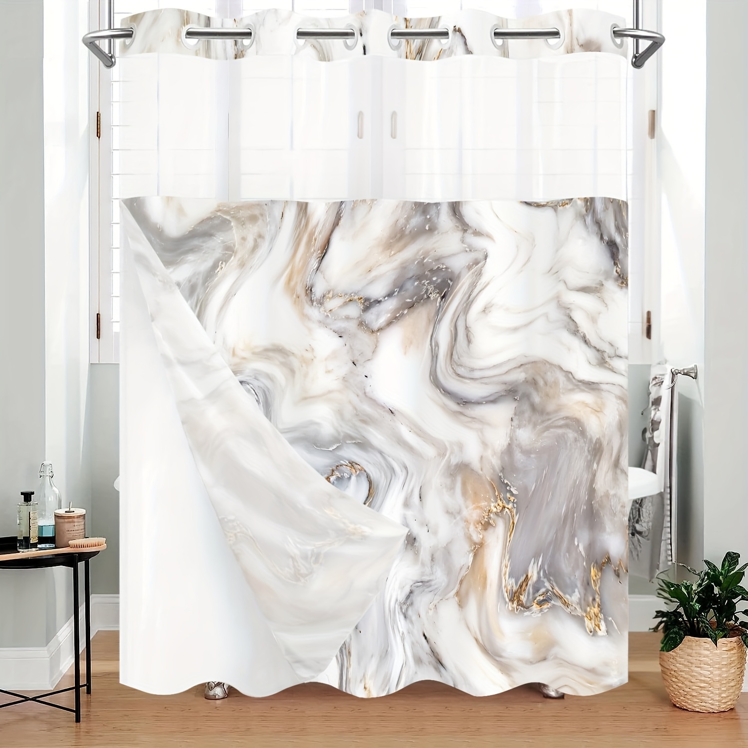 1pc 72 x 72 Forro Cortina Ducha Transparente Cortina Baño - Temu Chile