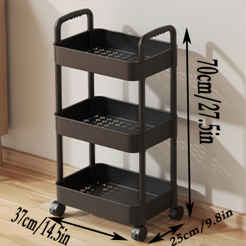 3 tier Rolling Cart Utility Cart With Lockable Wheels - Temu