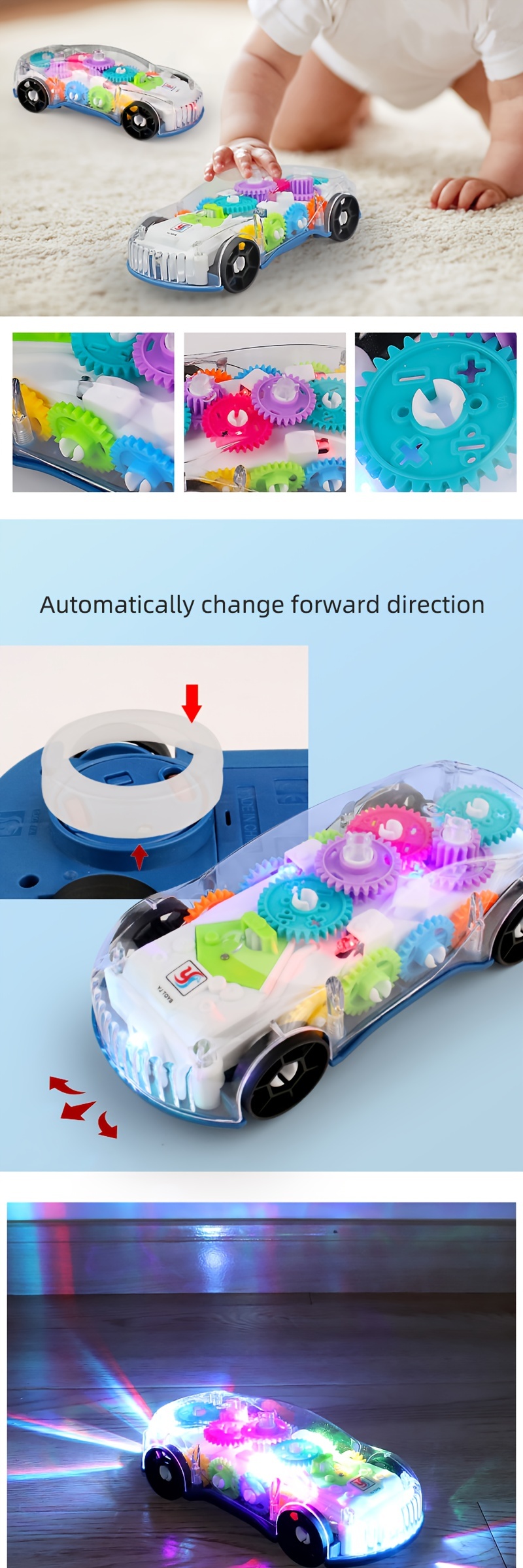 transparent gear toy car color light electric music universal concept car universal driving car details 1