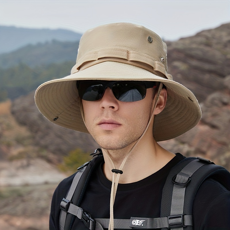 Solid Color Sun Hats For Men Outdoor Fishing Wide Brim - Temu