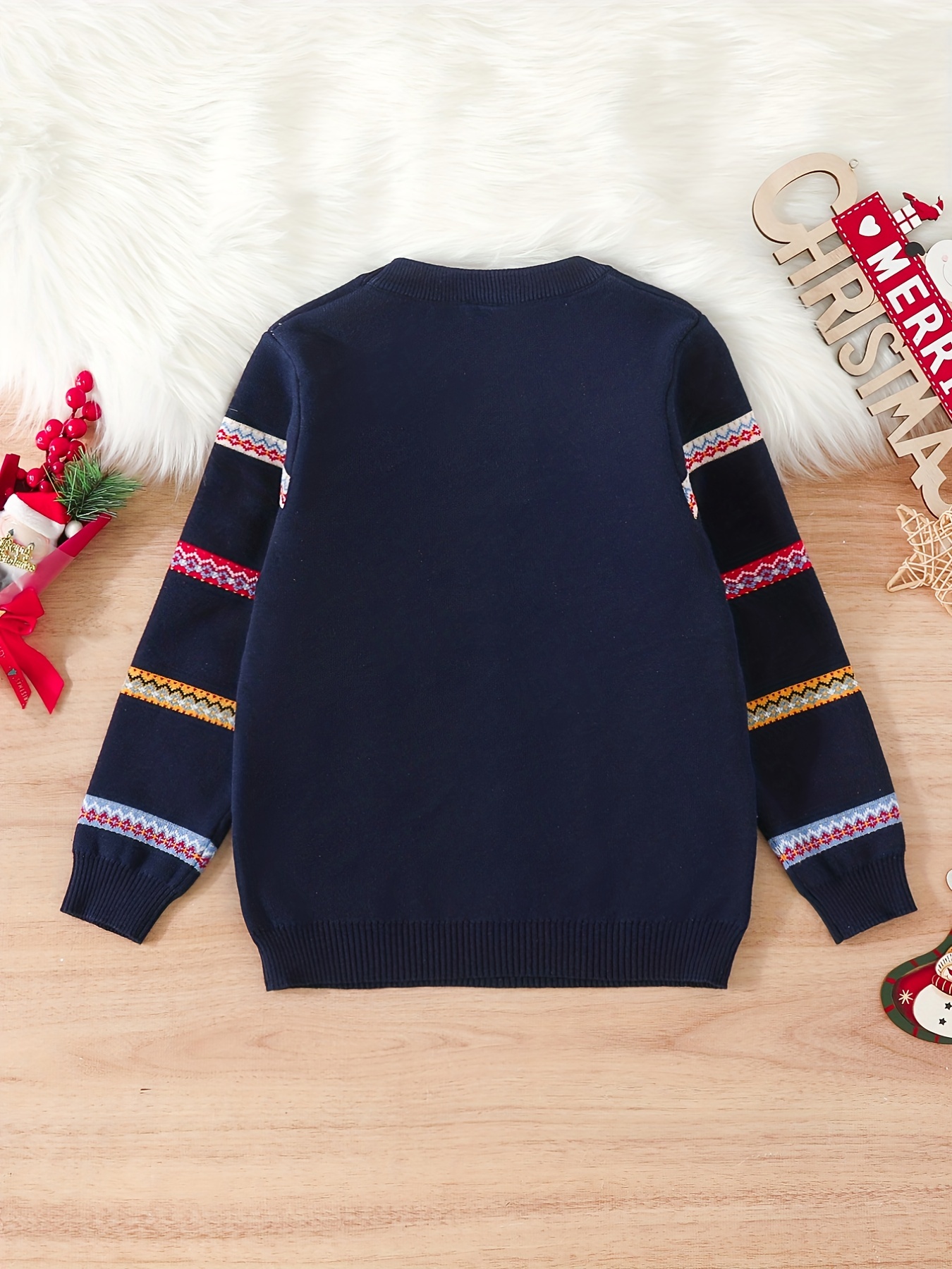 jungen rot weißer rentier weihnachtspullover farbblock Temu Germany