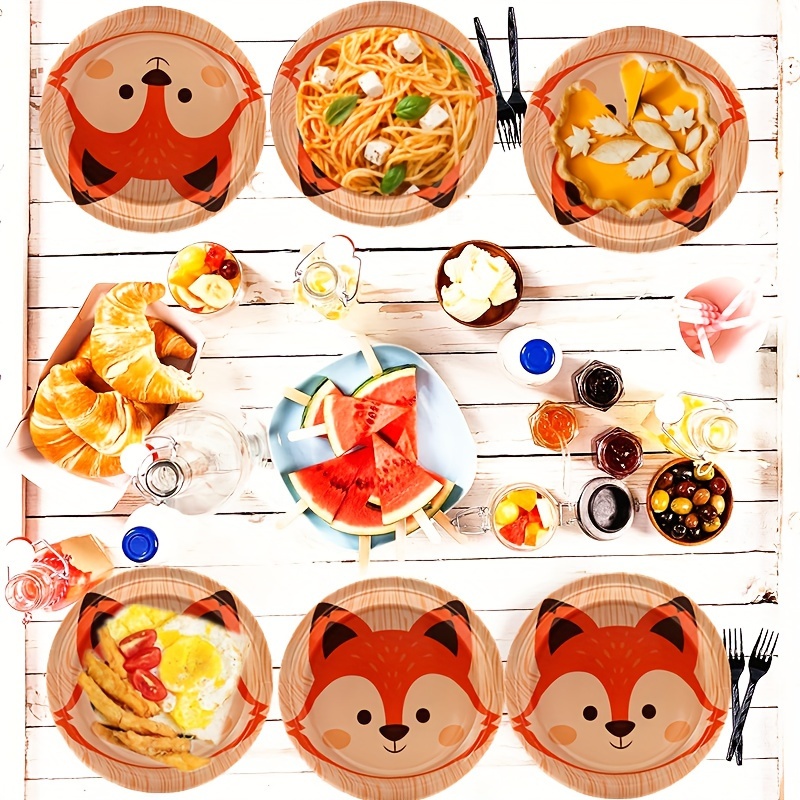 Fox Party Supplies Woodland Animal Fox Face Paper Dessert - Temu