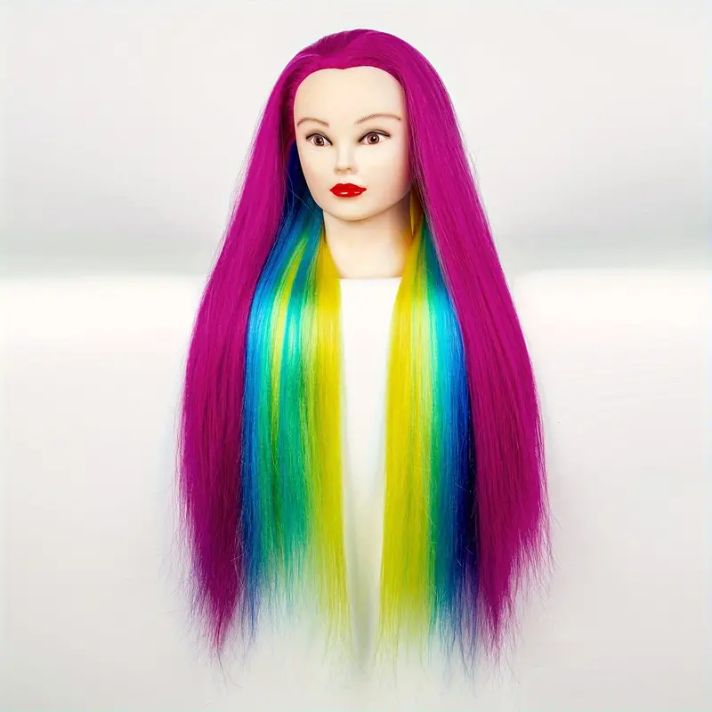 Rainbow Colorful Training Mannequin Head Canvas Block Head - Temu