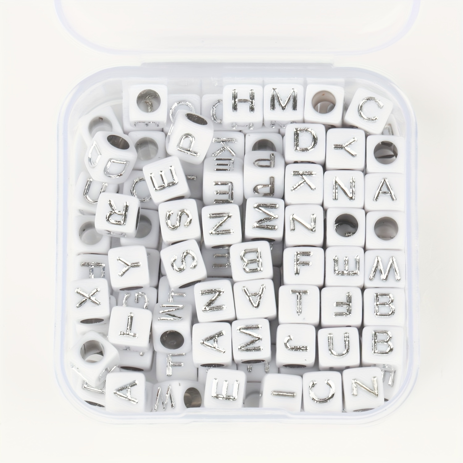 100PCS 7MM PINK/WHITE Mixed A - Z Alphabet Letter Acrylic Cube