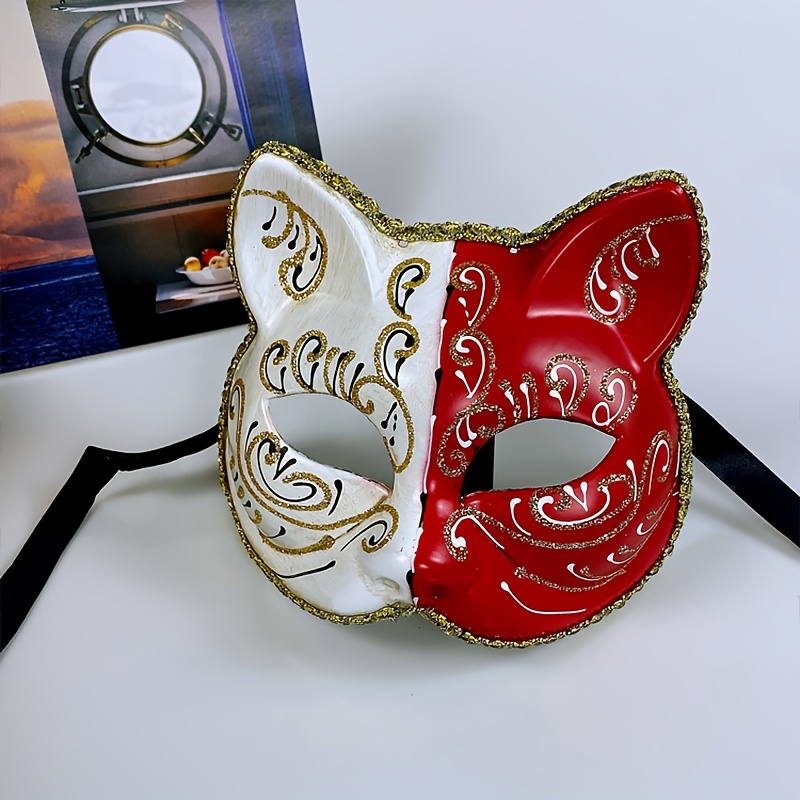 Cat Half Mask 1 Red And White