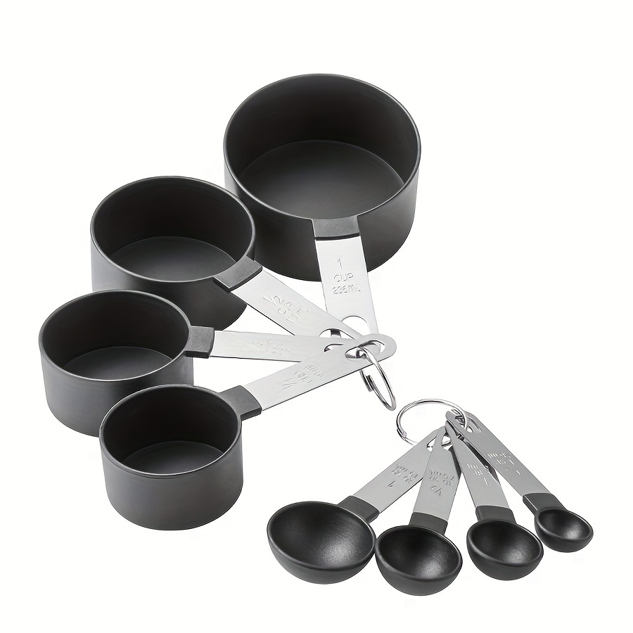 4/8Pcs Black Measuring Tools - 4 Measuring Cups / 4 Measuring