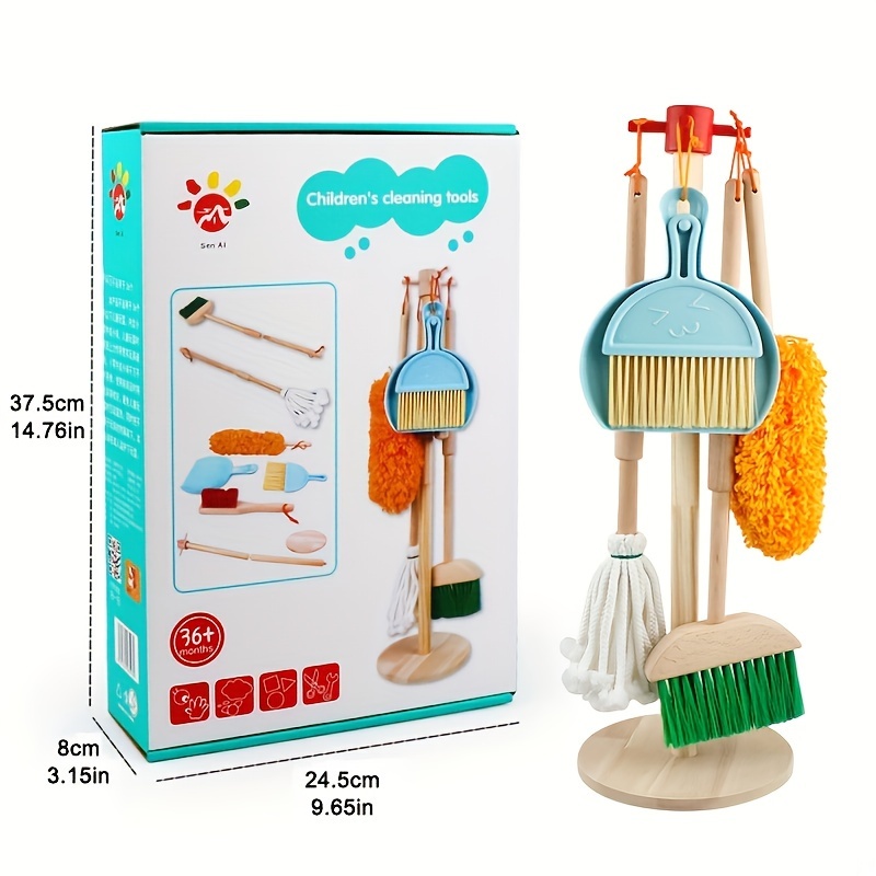 COLOR TREE Kids Cleaning Set Toddler Sweeping Pretend Play Toy Broom Mop  Gift