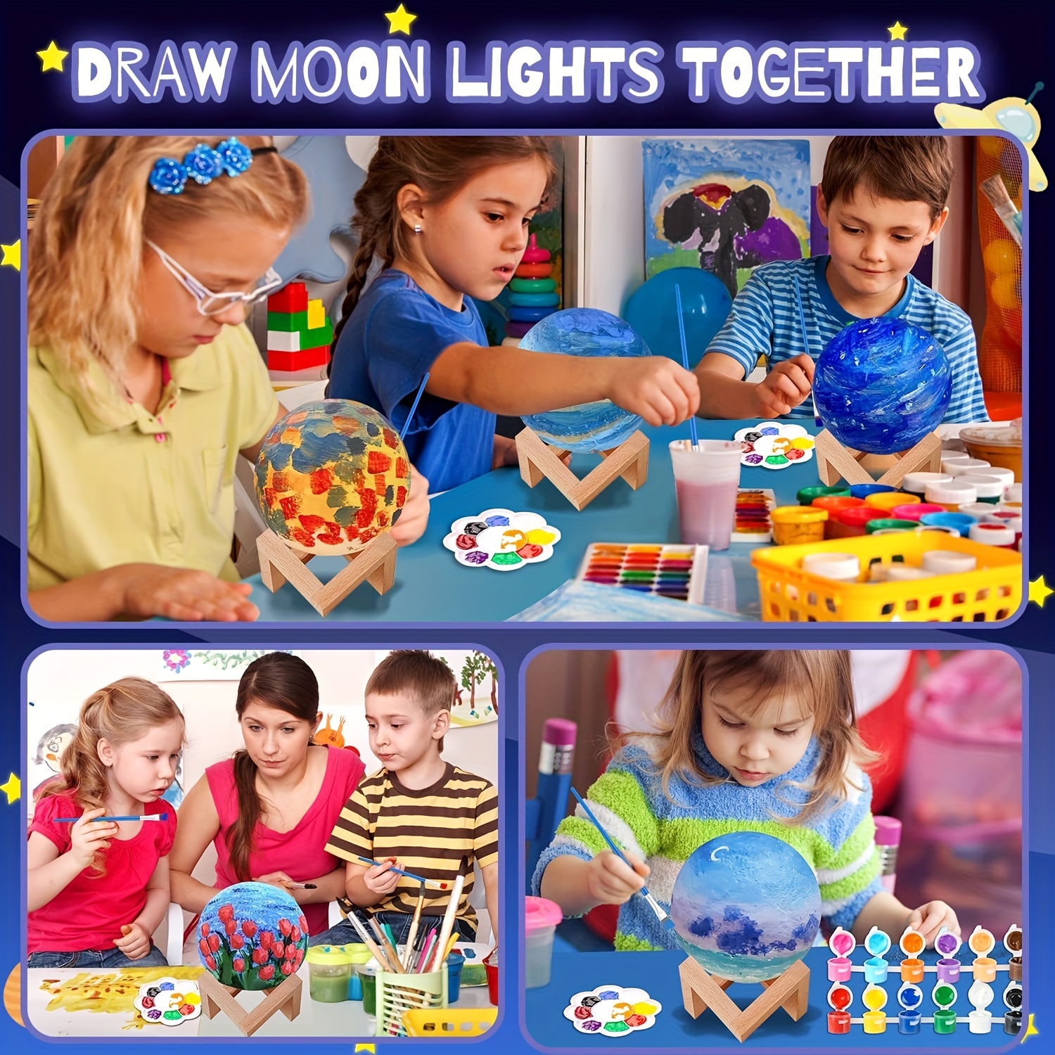 weceit Paint Your Own Moon Lamp Kit, christmas gifts, DIY 3D Moon