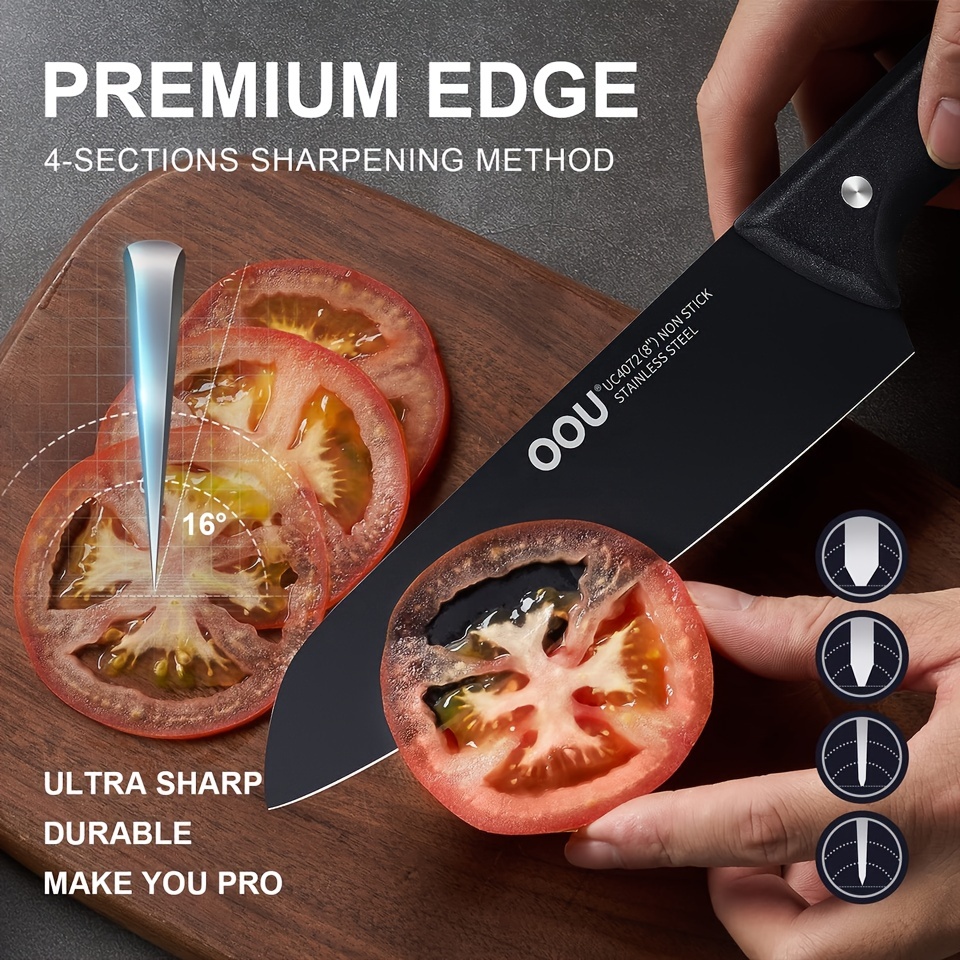 Kitchen Knife Set Oou Ultra Sharp Black Shark Series - Temu