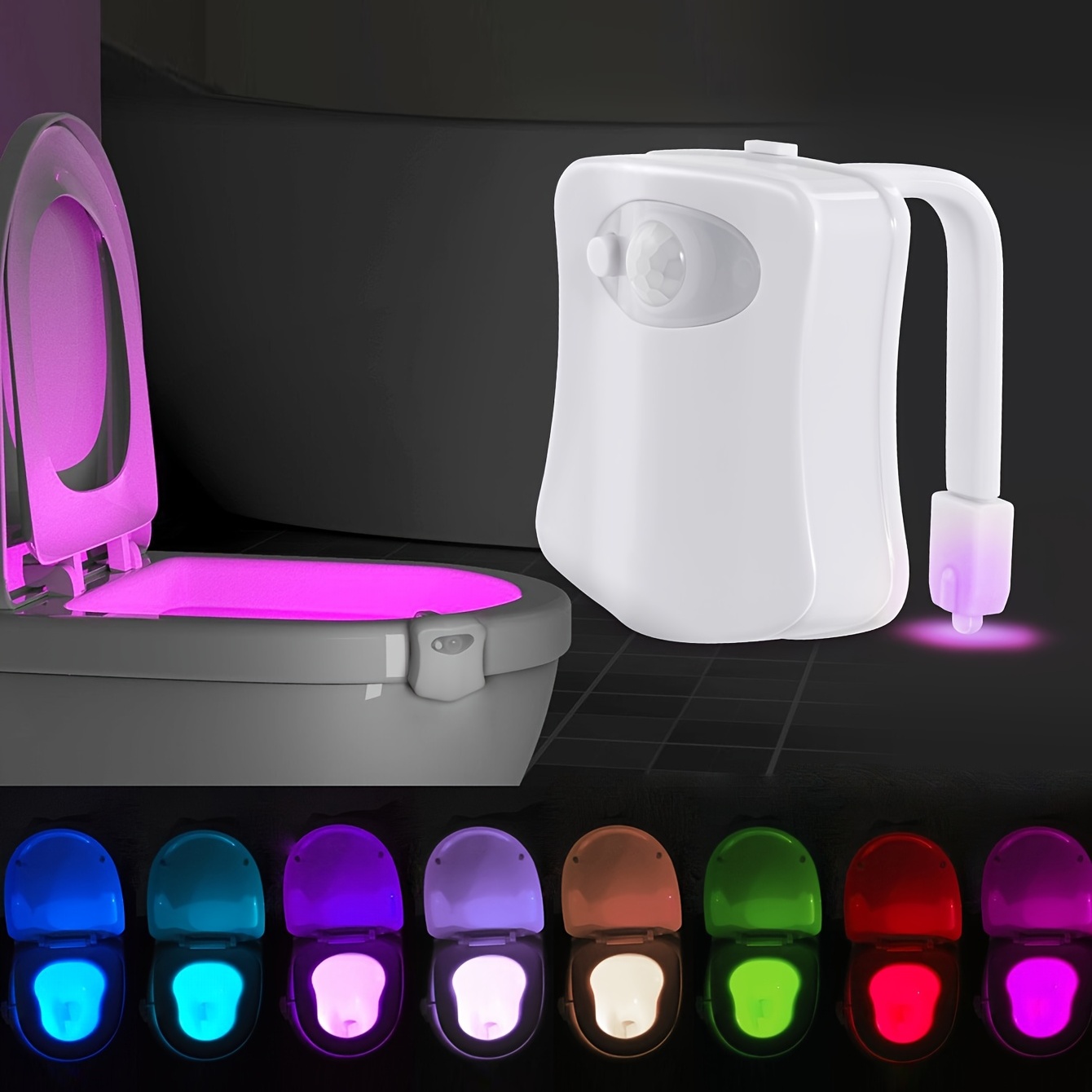 1pc led toilet bowl light motion sensor activated color changing bathroom bowl light without batteries details 1