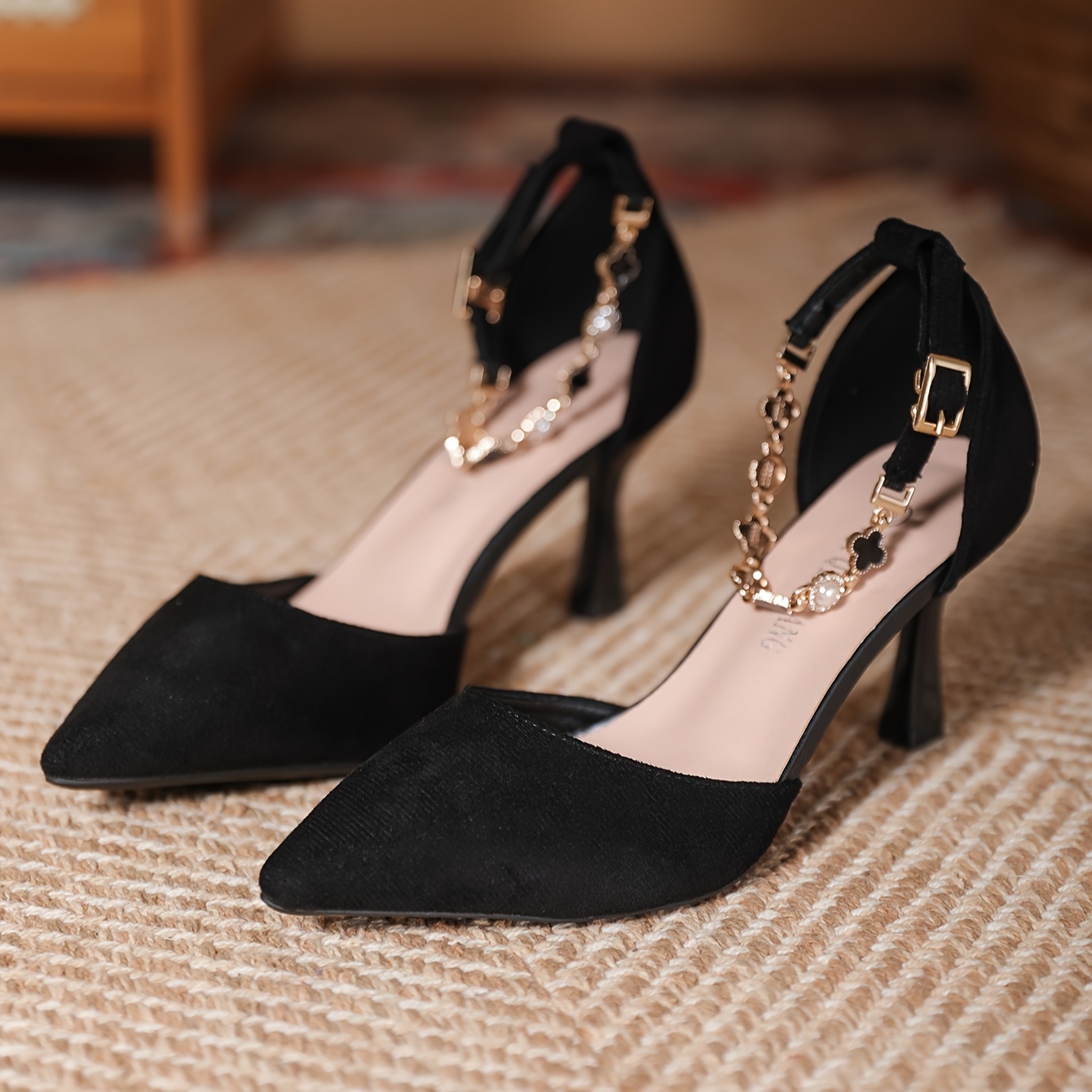 Tacones Aguja Negros Mujer Elegantes Zapatos Punta - Temu