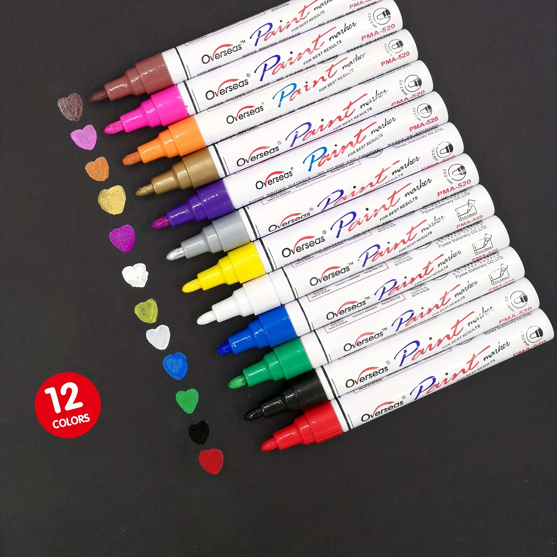  Emooqi Paint Pens, Paint Markers 12 Colors (3mm) Oil-Based  Painting Pen Set for Rocks Painting Christmas Decorations Wood Plastic  Canvas Glass Mugs : Arts, Crafts & Sewing