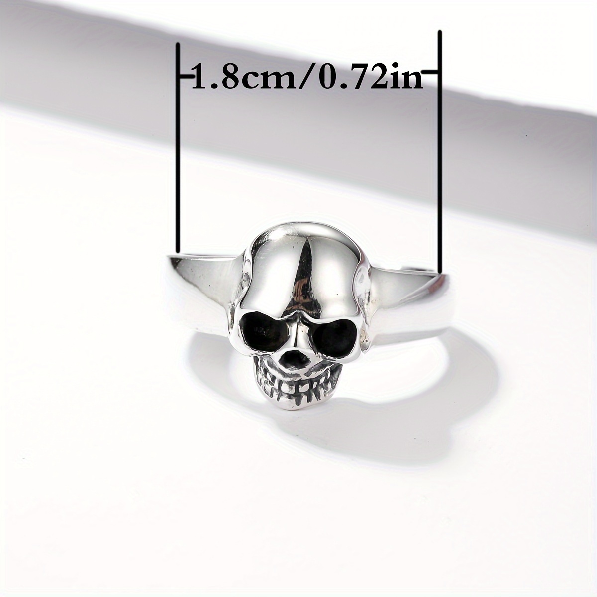 925 Sterling Silvery Vintage Skull Head Ring for Men