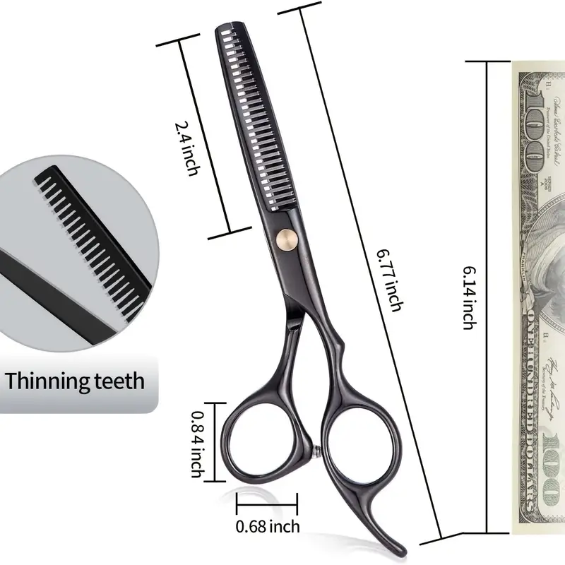 professional hair cutting scissors thinning shears kit with hair styling comb hair shears set barber scissors kit with hairdresser scissors haircut shears hair layering scissors for home salon black details 4