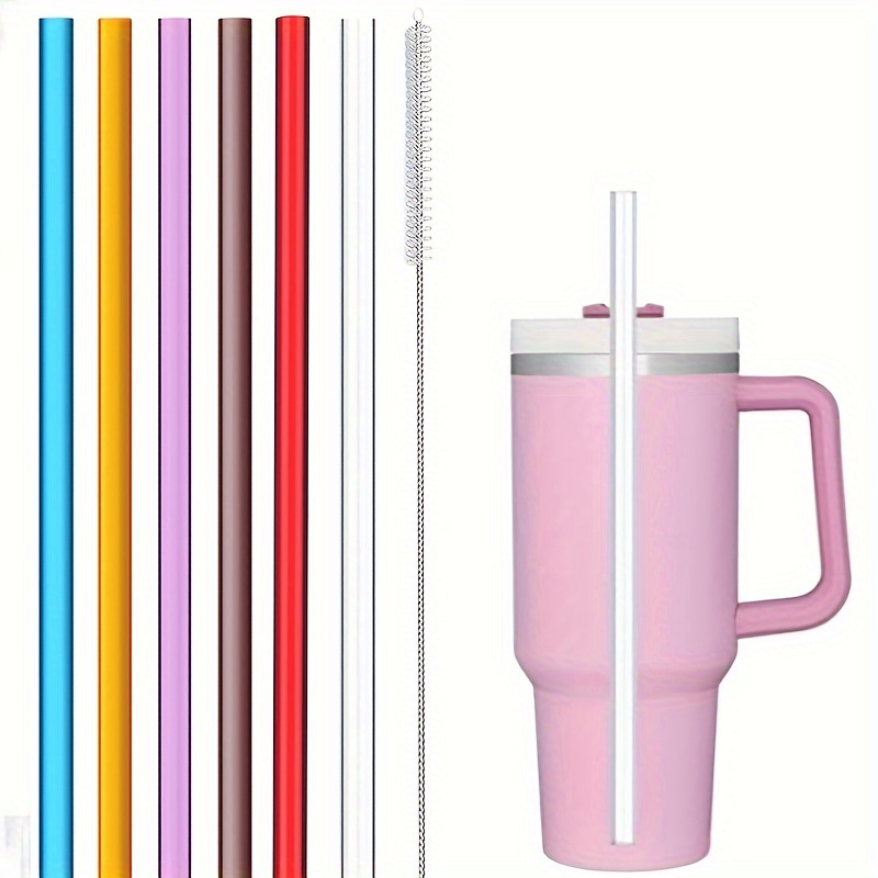 ALINK 10 Pack Pink Replacement Straws for Stanley 40 oz 30 oz Tumbler, 12  in Long Reusable Plastic Glitter Straws for Stanley Cup Accessories, Half